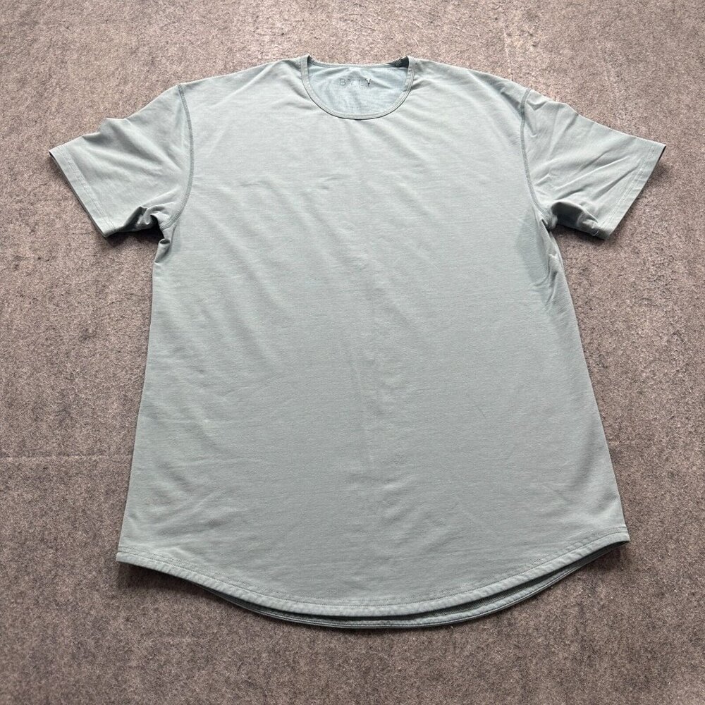 BYLT Shirt Men XL Blue Short Sleeve Crew Neck Performance Drop Cut Curved Hem 62 - Picture 2 of 15